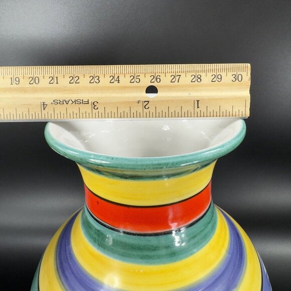 Venetian Art Pottery Vase Vessel Multicolor Glaze Ceramic Hand Made In Italy Vtg - Picture 4 of 15